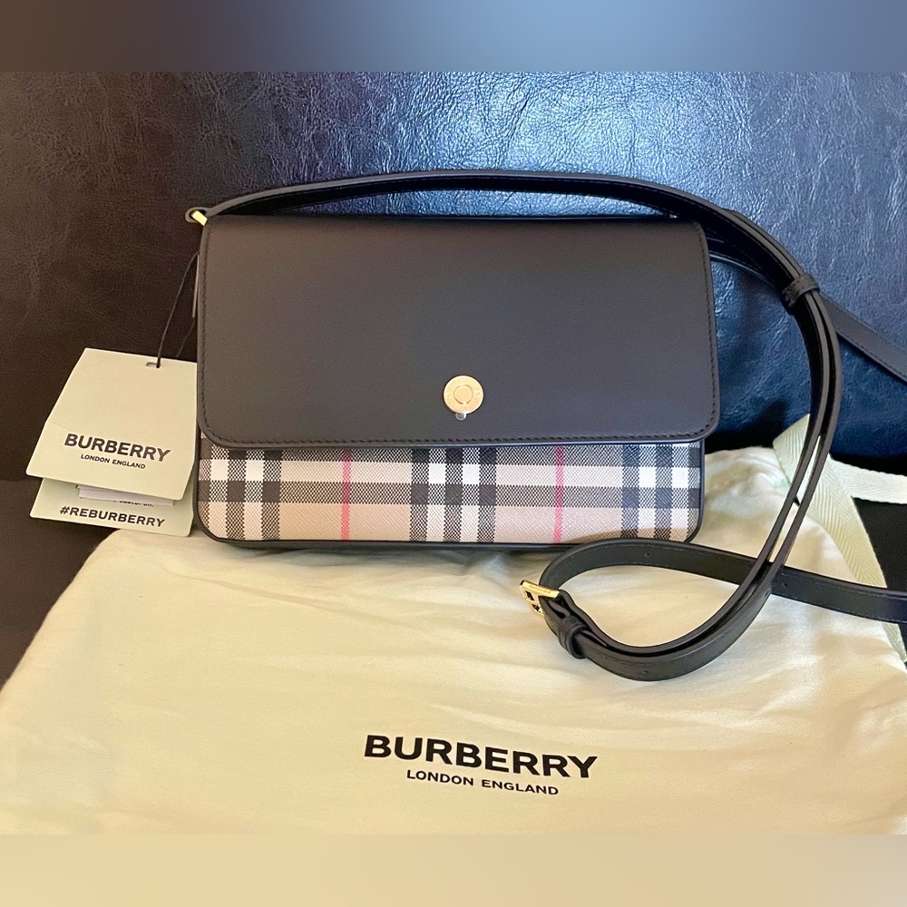 BNWT Burberry Check and Leather Hampshire Crossbody Bag.